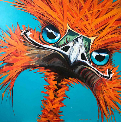 fiona hernuss kunst art walentowski strauß angry ostrich orange 