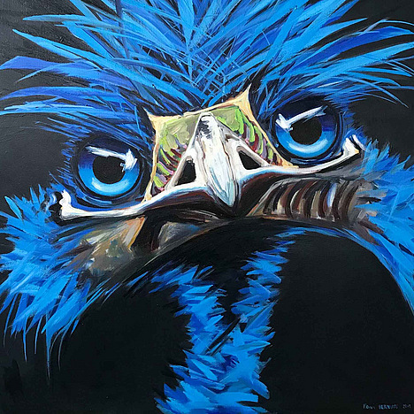 fiona hernuss kunst art walentowski strauß angry ostrich blue blau